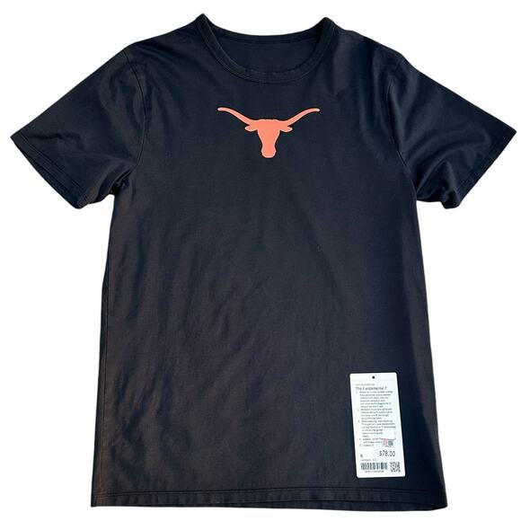 LULULEMON UNIVERSITY OF TEXAS Mens Black Fundamental T Small NWOT - Picture 1 of 5